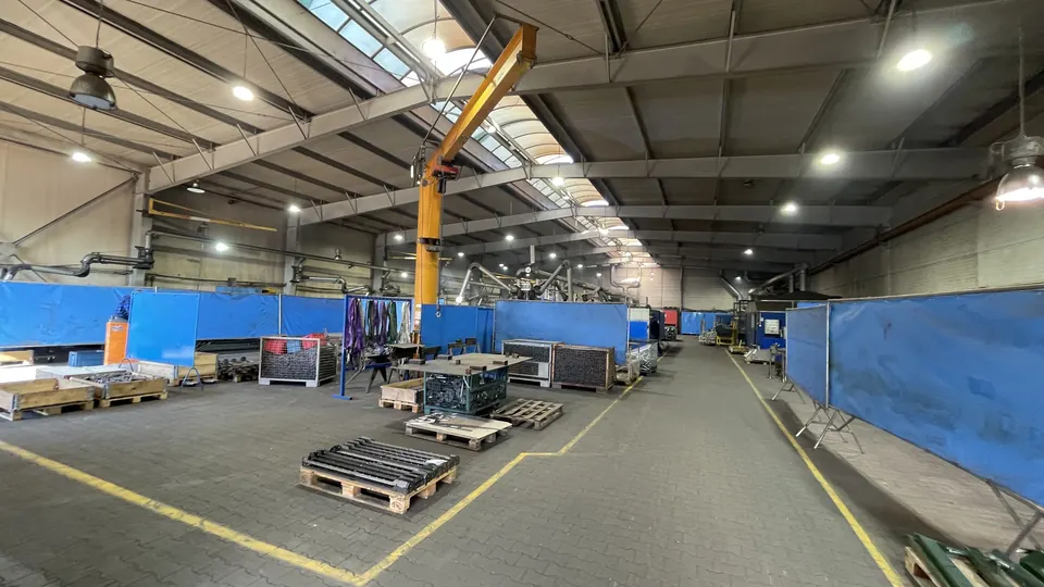 Production hall with marked aisles