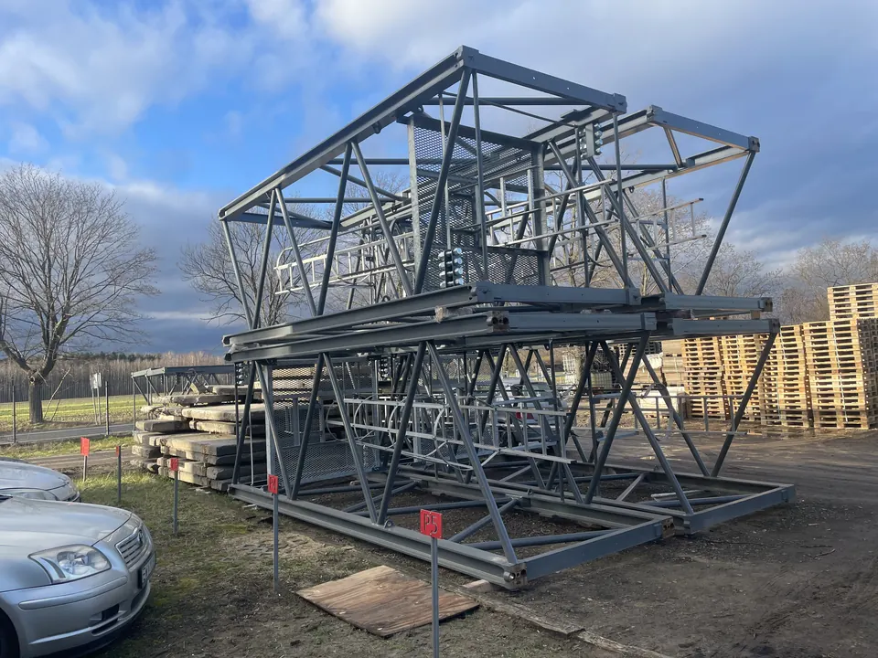 Galvanized lattice structure in the yard