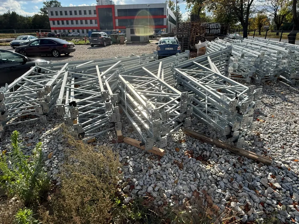Galvanized lattice structures in the yard