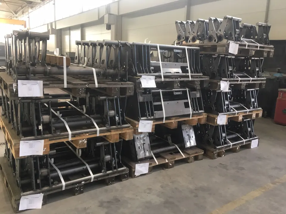 Batch of welded frames on pallets before shipping